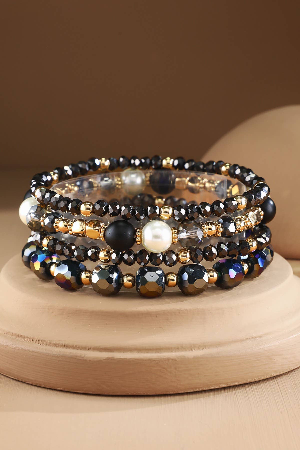 4 Layered Bead and Stone Bracelets