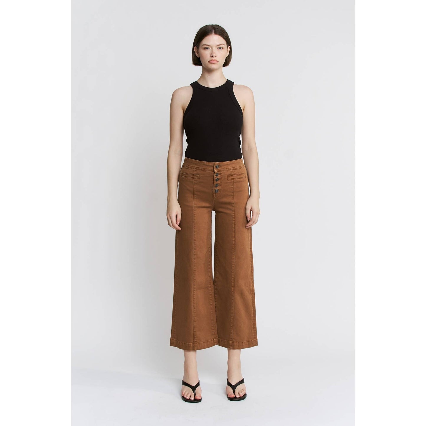 Eliosa's Caramel High Rise Wide Crop Pants