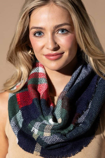 Basic Everyday Plaid Infinity Scarf