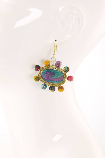Handmade Oval Cluster Bead Earrings