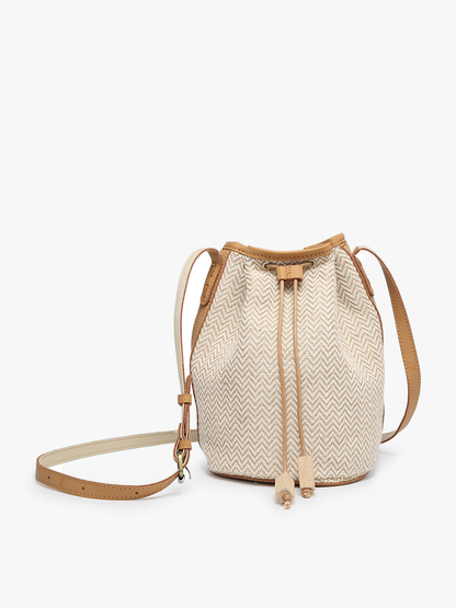 Augusta Woven Bucket Bag w/ Vegan Leather Trim