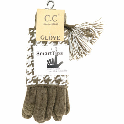 Houndstooth Cuffed Gloves
