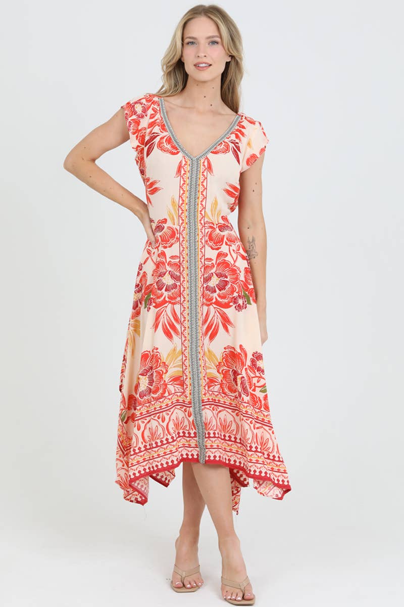 Romy's Ivory/Red Maxi Dress