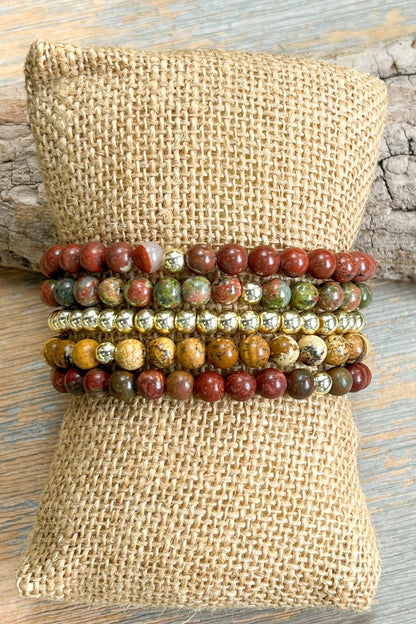 Giada Bracelet Set Unakite/Gold