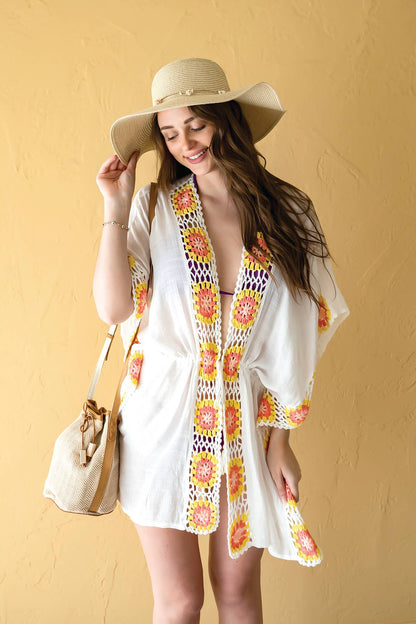 Augusta Woven Bucket Bag w/ Vegan Leather Trim