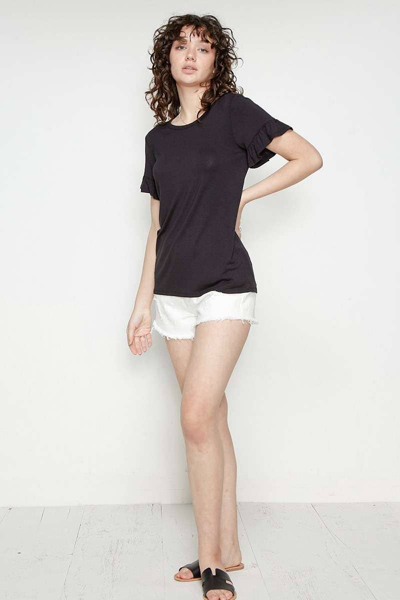 Aurora's Black Bamboo Ruffle Top