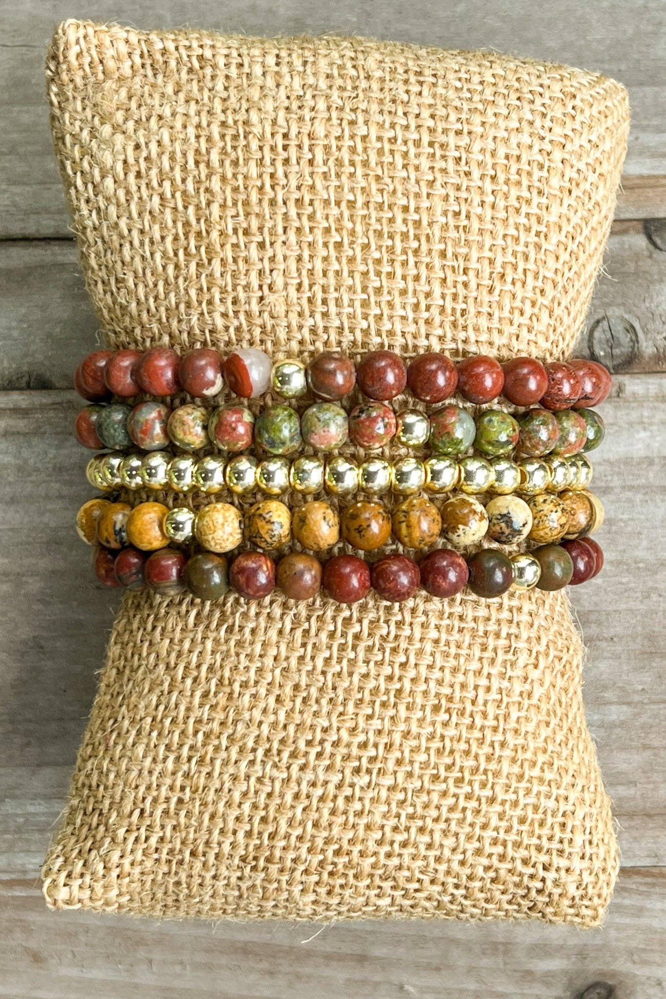 Giada Bracelet Set Unakite/Gold