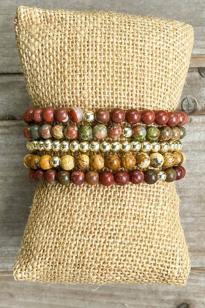 Giada Bracelet Set Unakite/Gold