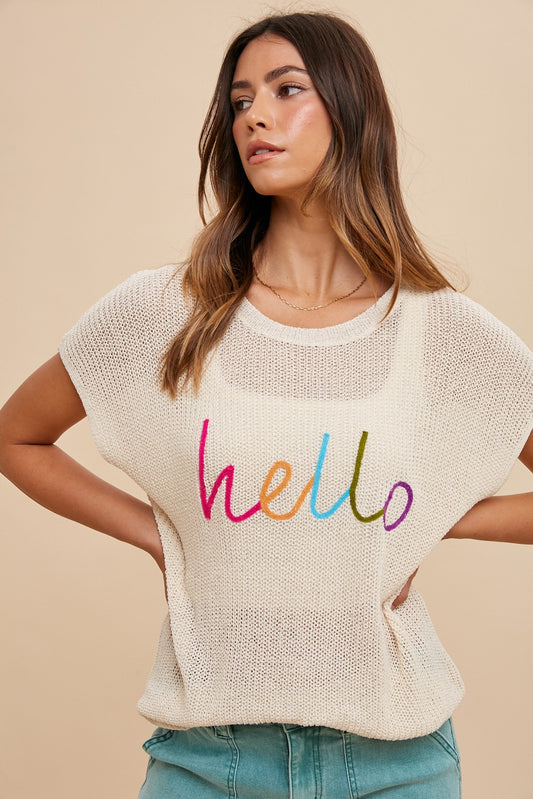 HELLO - Embroidery Sweater