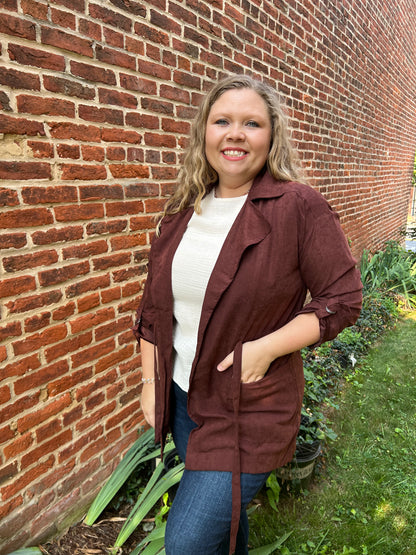 Wine Carmen Trench Jacket