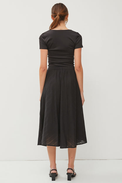 Julet Black Linen Skirt