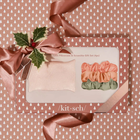 Holiday Pillowcase & Scrunchie 4pc Gift Set