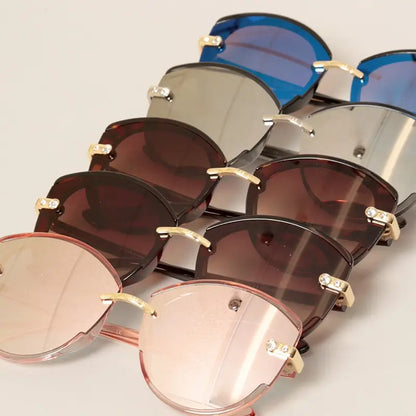 Rhinestone Detail Round Sunglasses