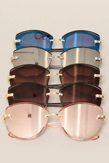 Rhinestone Detail Round Sunglasses