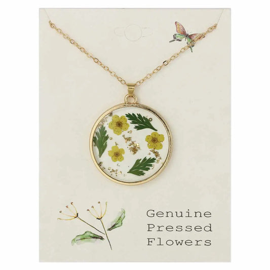 Cottage Yellow Dried Flower Necklace